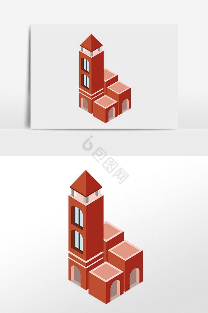 25D建筑楼房建筑插画图片