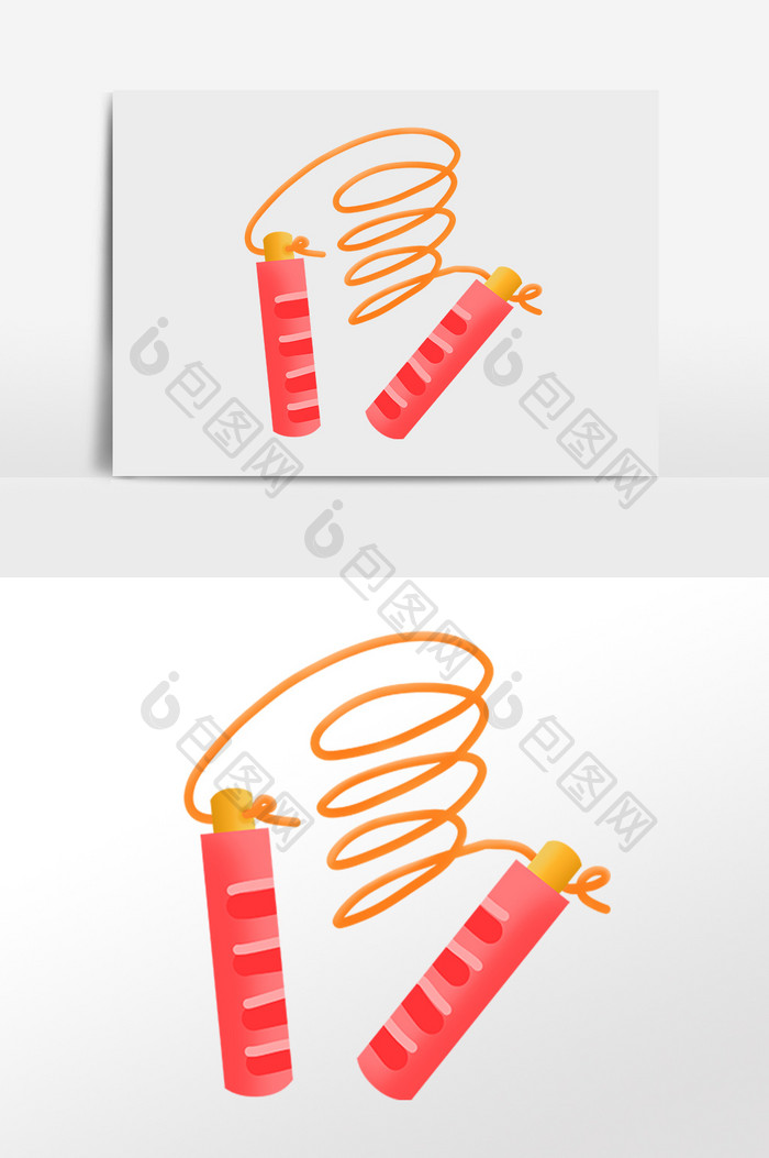 手绘运动健身器械红色跳绳插画