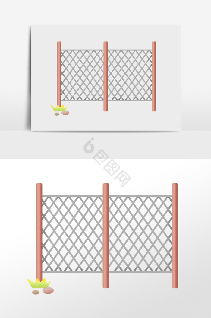 木质镂空围栏栅栏插画图片