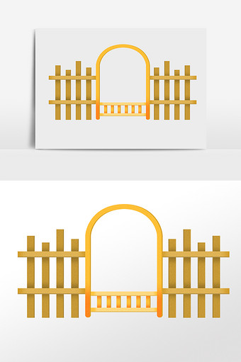 木质花园围栏栅栏插画