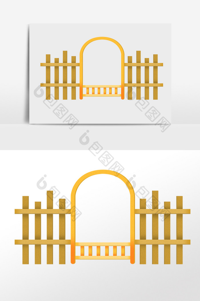 木质花园围栏栅栏插画