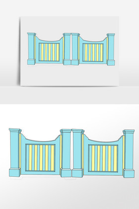 园林围栏栅栏插画图片