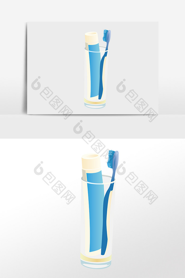 手绘日常生活用品洗漱牙筒插画