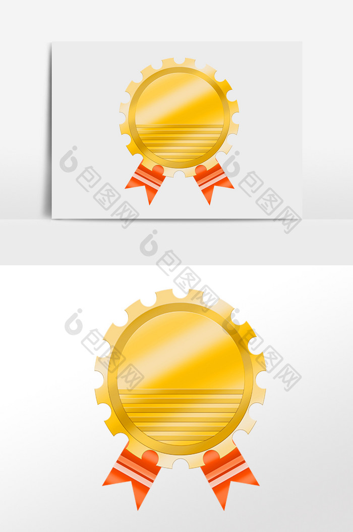 手绘金色标签装饰荣誉徽章插画