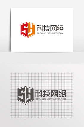 SH字母科技盾牌网络LOGO