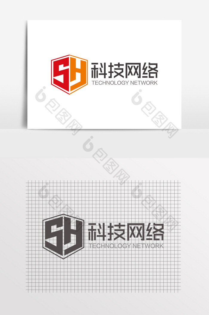 SH字母科技盾牌网络LOGO