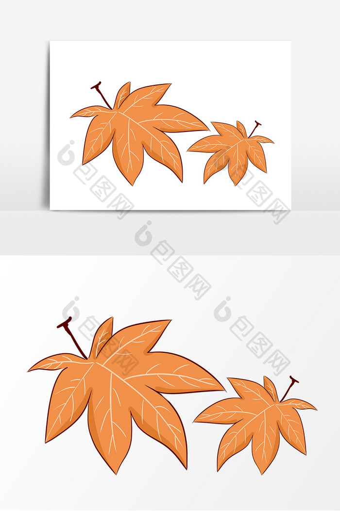 树叶手绘卡通形象元素