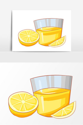 柠檬汁手绘卡通元素