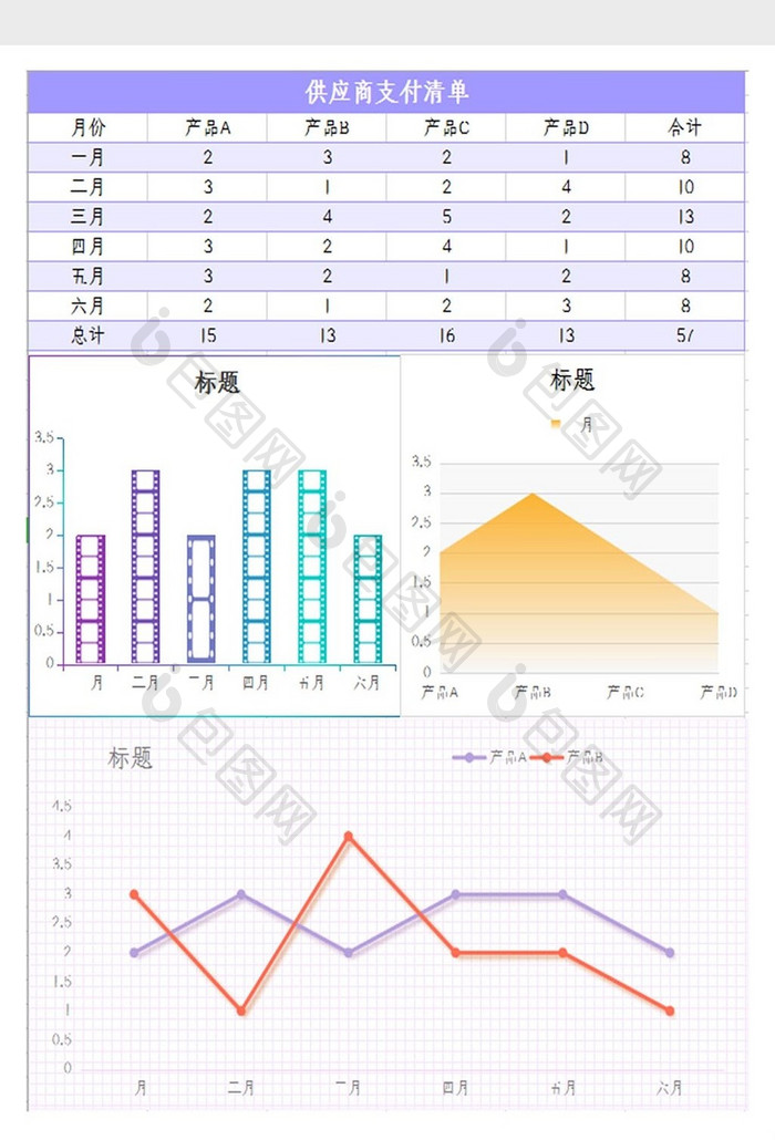 自动生成供应商支付清单表Excel模板