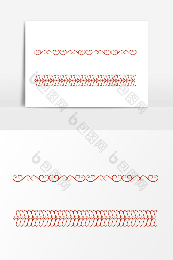 红色装饰线矢量元素