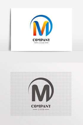 字母m圆形教育科技logo标志