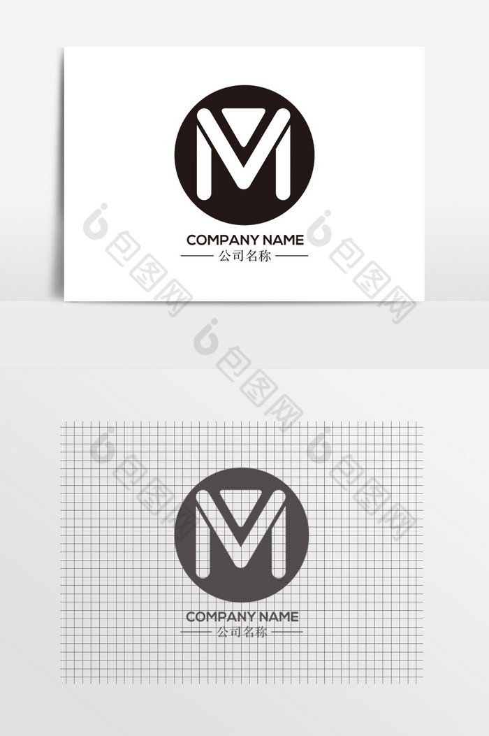 圆形通讯字母m标志logo模板-包图网