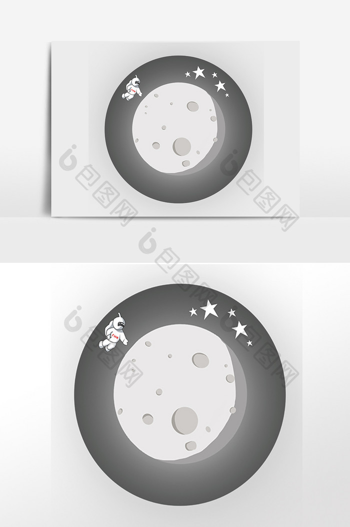 手绘航空航天太空星球月球插画