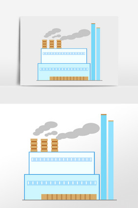 手绘工业区工业楼化工厂插画
