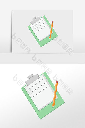 手绘商务办公用品文件夹板插画图片