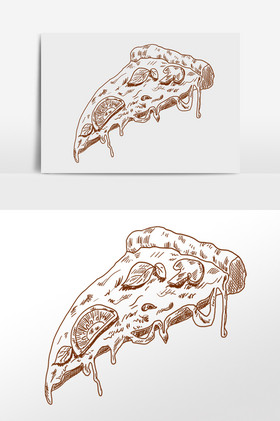 线描小吃快餐披萨插画图片