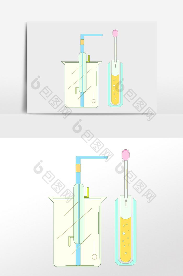 手绘实验室实验器具化学烧杯插画