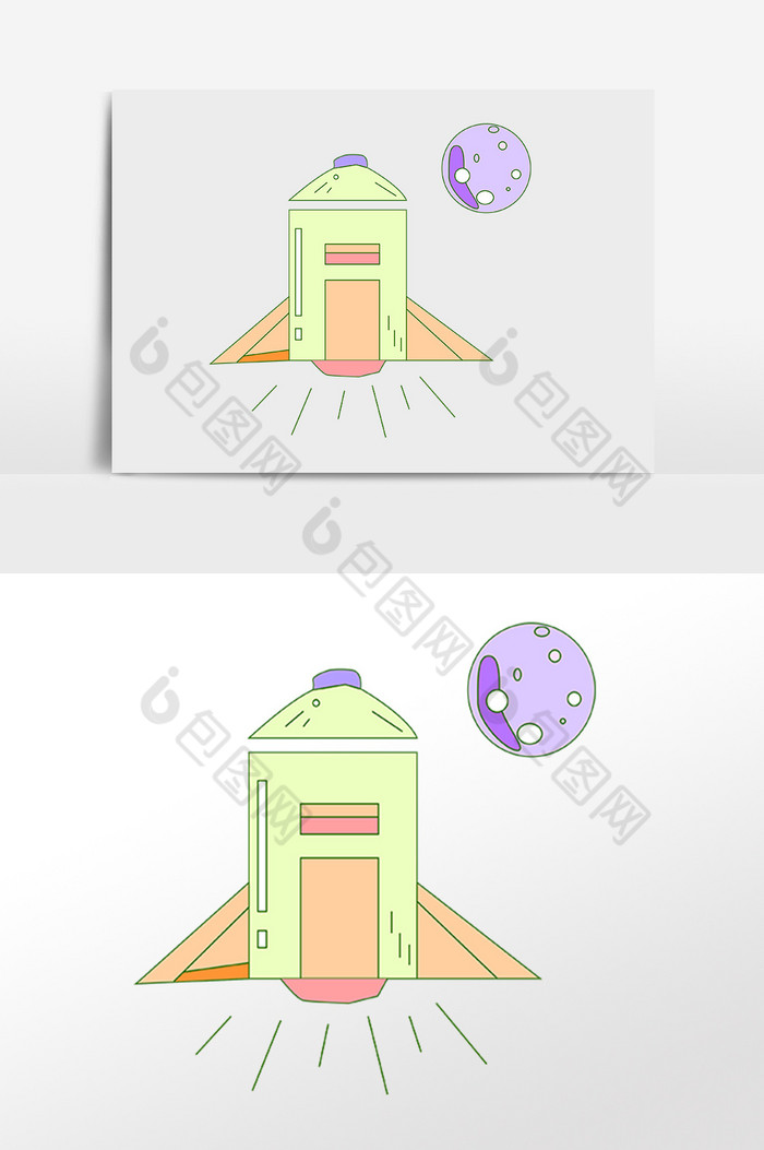 人类月球日火箭月球插画图片图片