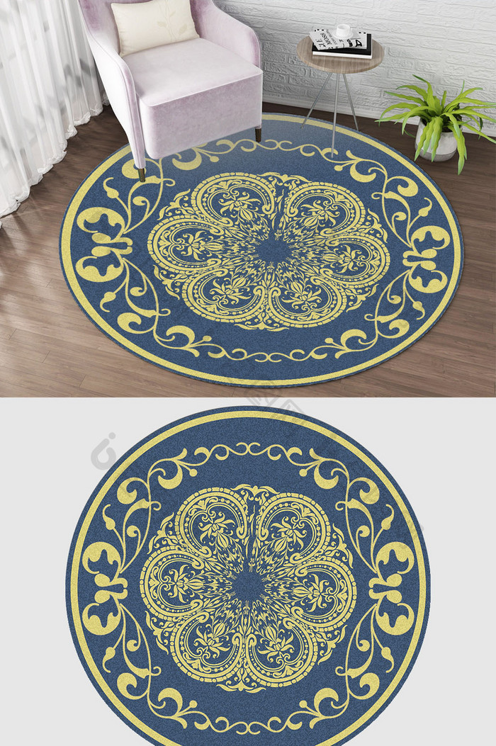 欧式古典宫廷风格花纹客厅地毯图案