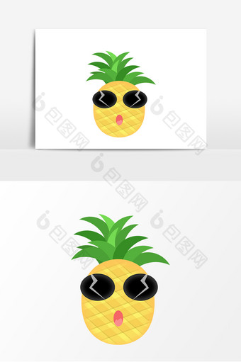 手绘卡通表情菠萝凤梨水果夏季元素图片