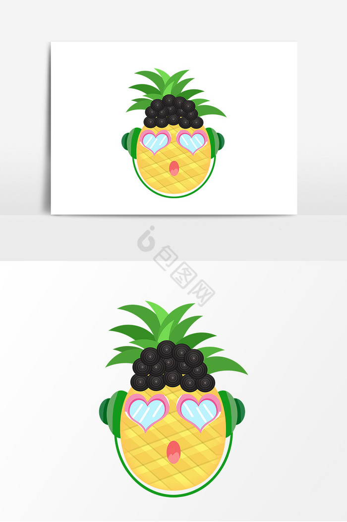 菠萝造型凤梨水果听音乐的菠萝图片