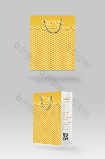 黄色蜂蜜食品百货品牌手提袋包装设计图片