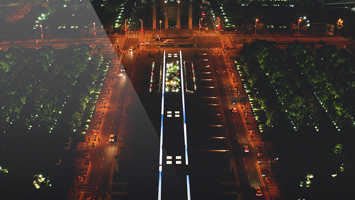 航拍世纪大道庆典广场上海科技馆周边夜景