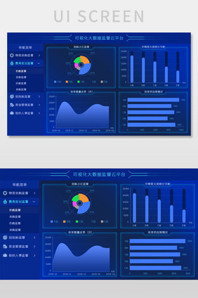 深蓝色大气政府监督平台可视化数据