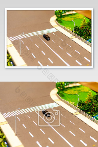地产沙盘道路斑马线的汽车摄影图片