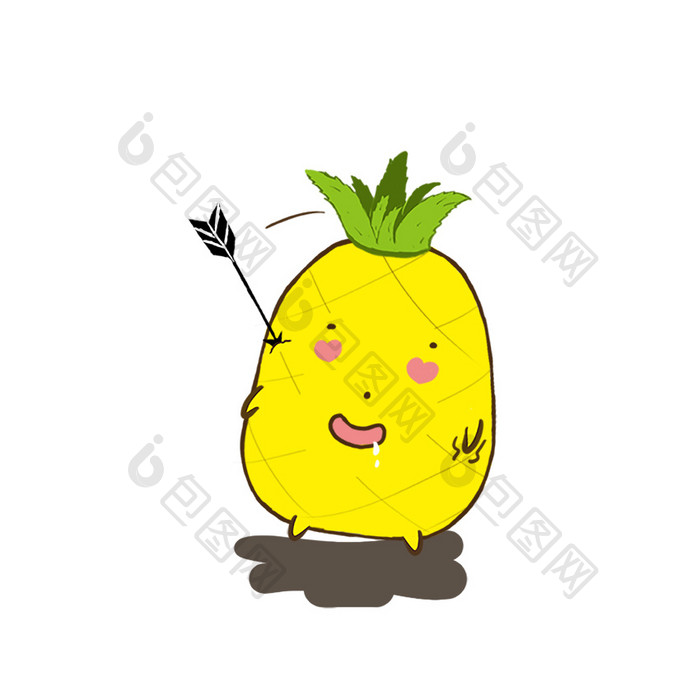 夏天可爱黄色菠萝一见钟情动态GIF表情包