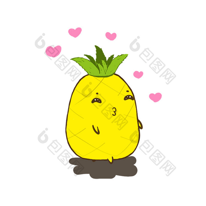夏天可爱黄色菠萝喜欢亲亲动态GIF表情包