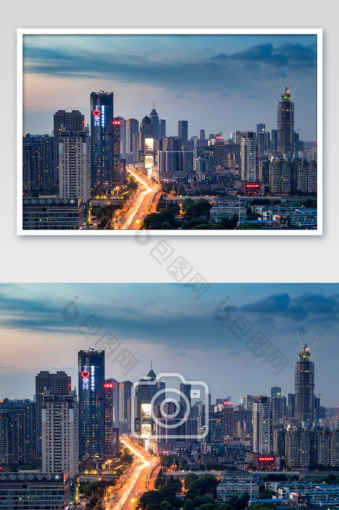 蓝色大气武汉城市建筑摄影图片