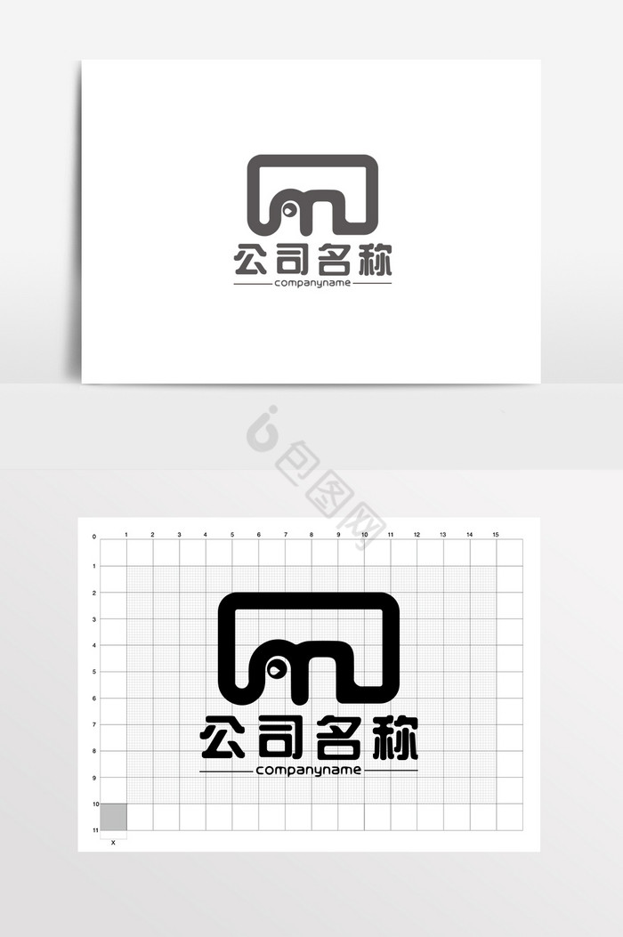 大象眼镜字母M标志LOGO图片