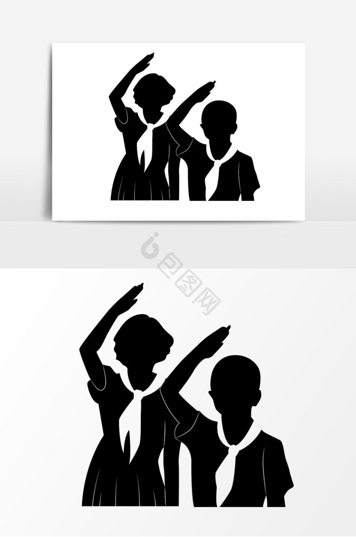 小学生少先队员升国旗插画少先队员剪影插画少先队员敬礼的少先队员