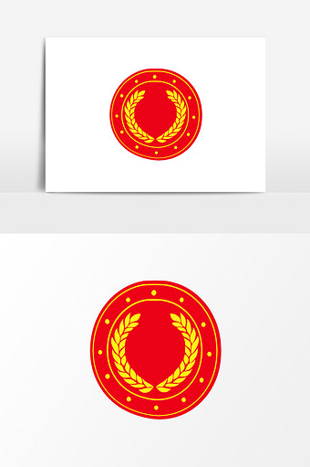 红色圆形国徽设计元素