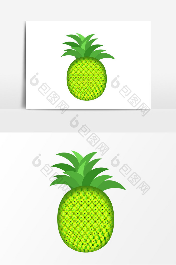 卡通绿色菠萝水果夏季元素
