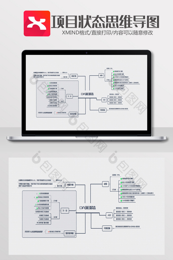 OA项目状态思维导图Xmind模板图片图片