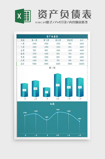 自动生成企业资产负债表Excel模板图片