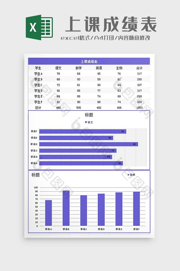 自动生成上课成绩表Excel模板