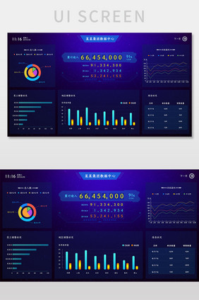 蓝色大数据可视化集团数据中心后台系统界面