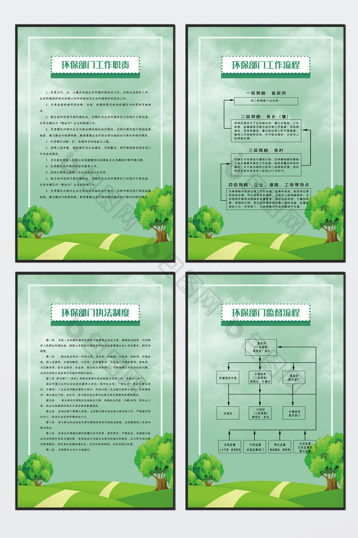 简约环保制度展板四件套