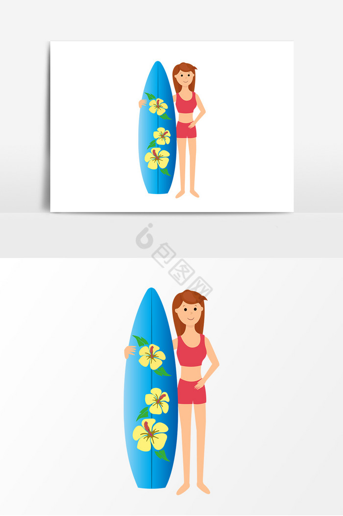 女孩手抱冲浪板图片