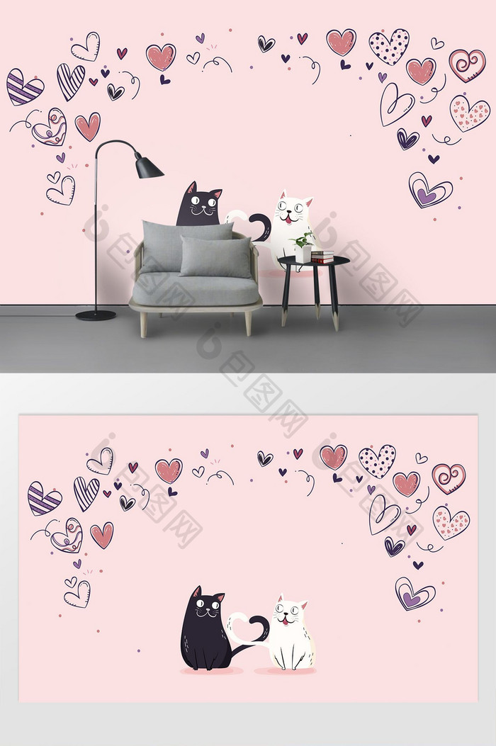 动物卡通猫咪墙贴儿童贴画宝宝房间墙贴装饰