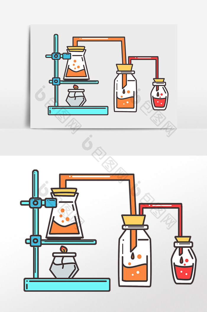 手绘教育学习实验器材工具插画