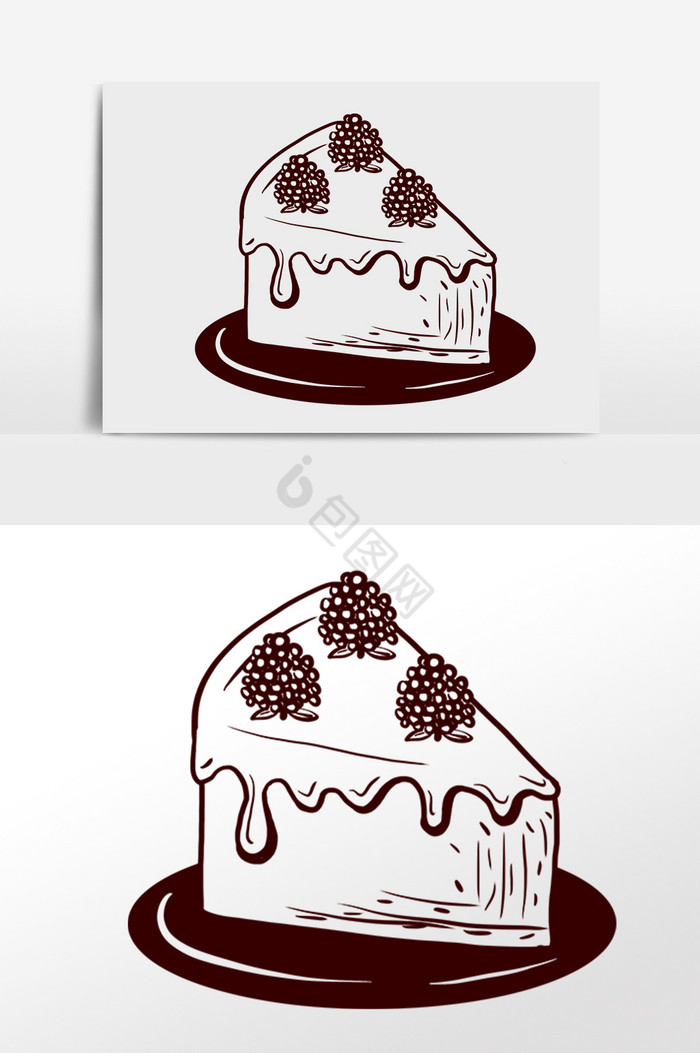 线描食物小吃甜点小蛋糕插画图片