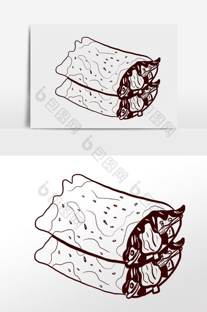 线描食物小吃煎饼果子插画图片图片