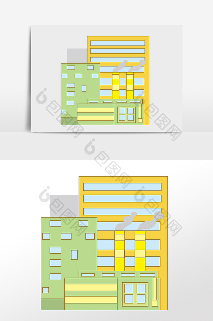 手绘工业厂房工厂建筑插画