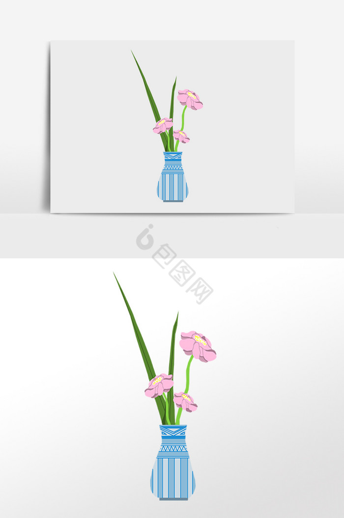 植物花朵瓶插花插画图片