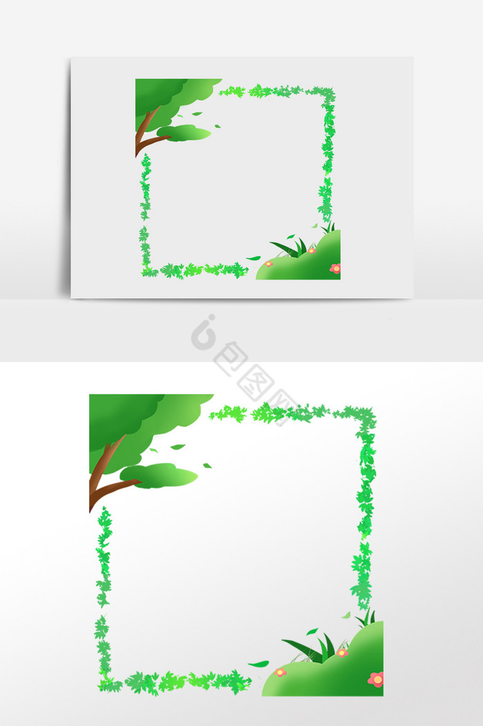植物树木花草边框插画图片