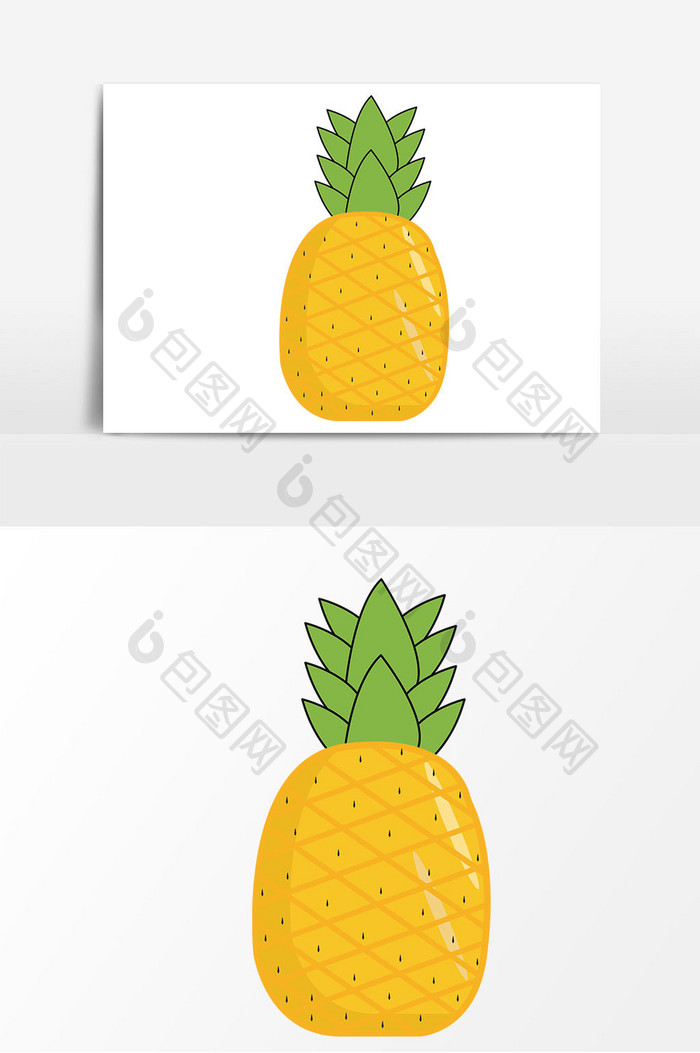 手绘卡通黄色菠萝